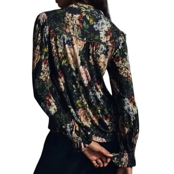 Bl-nk London x Anthropologie Women's Sz XSP Black Motif Stephanie Top - Picture 11 of 11